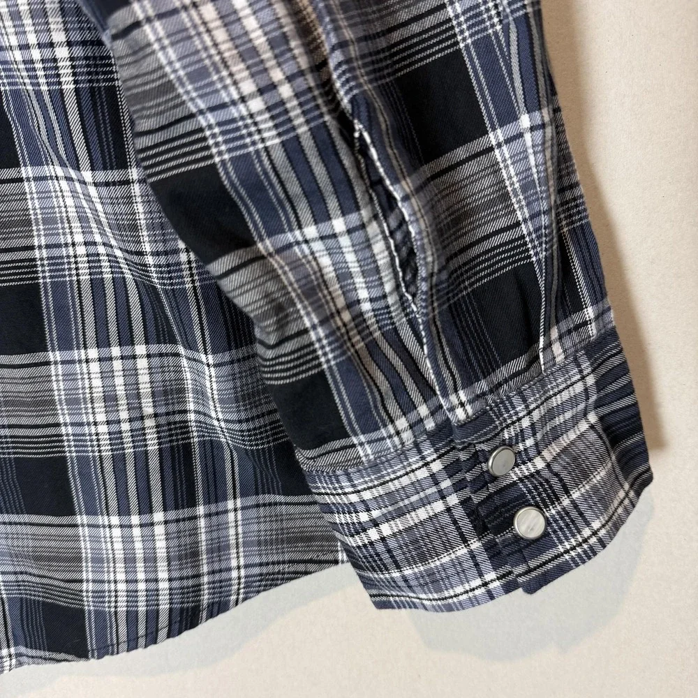 Levi's Shirt Mens 2XL Blue Plaid Long Sleeve Western Pearl Snap Front Casual Top